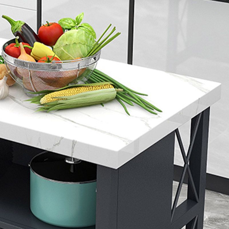 Modern Rectangular Prep Table Dining Room Kitchen Trolley with Drawer