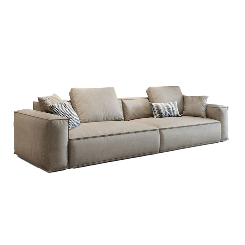 Contemporary Genuine Leather Settee Square Arm Loveseat in Green/Beige/Brown/Gray