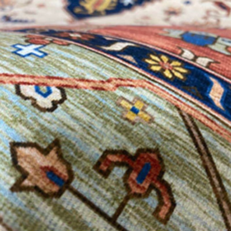 Bohemian Medallion Indoor Rug Red Polyester Area Carpet Anti-Split Rug for Home Decoration