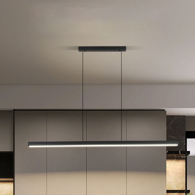 Simplicité Contemporary Island Light Acrylique Long Strip Prowing Lampe pour salle à manger