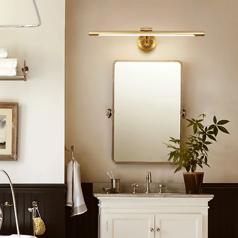 Modern Gold Linear Wall Mount Light Fixture Metal 1-Light Wall Lamp for Bathroom