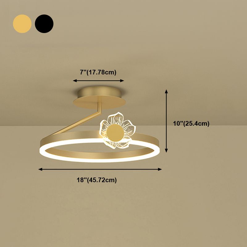 Contemporary Circle Flush Light Fixture Metal 1 Light Flush Mount Ceiling Light