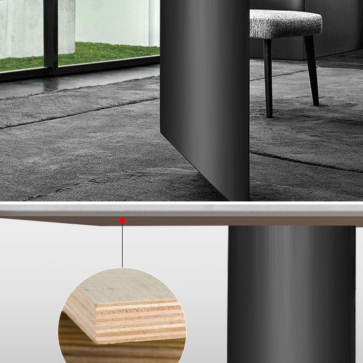 Mesa de comedor de piedra sinterizada para mesa rectangular de restaurantes con pedestal doble