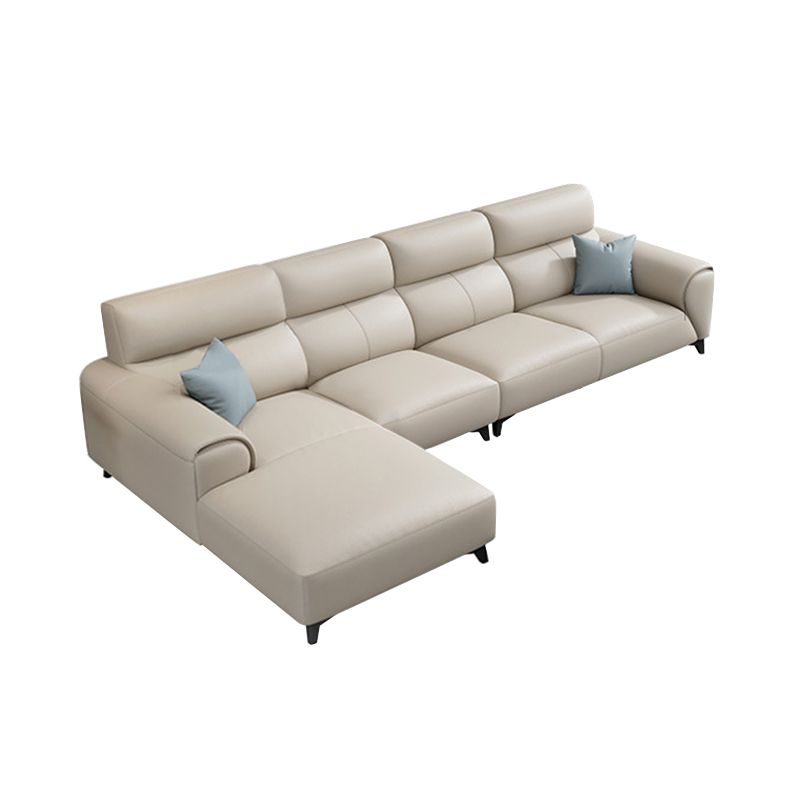 Contemporary Faux Leather Stationary Living Room Recessed Arm Sofa Chaise