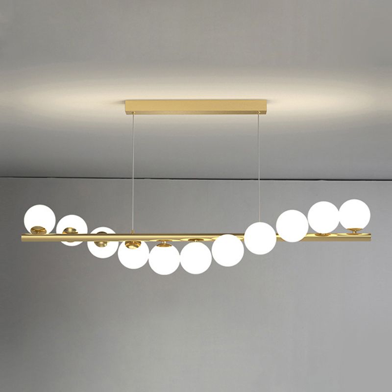 Glass Ball Shape Chandelier Light Modern Multi Lights Chandelier Light Fixture in Gold