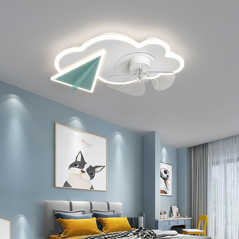 Cartoon slaapkamer plafondventilator verlichting armatuur acryl kinderen stijl semi -flush light