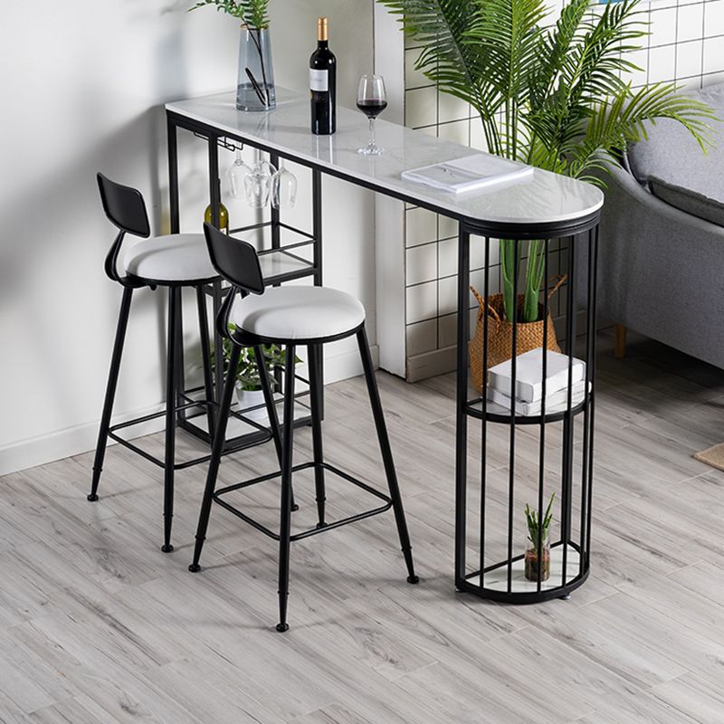 Glam Pub Table Specialty Bar Height Bar Table with Double Pedestal for Indoor