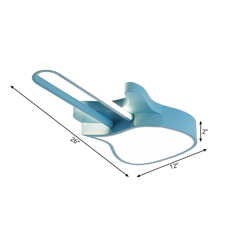 23"/26" W Gitaarvorm Inbouwverlichting Cartoon Acryl LED Blauw/Roze Plafondlamp voor Slaapkamer, Warm/Wit Licht