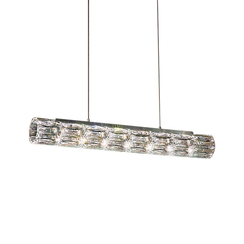 Contemporary Style Linear Shape Island Light Crystal Island Lighting in Transparent