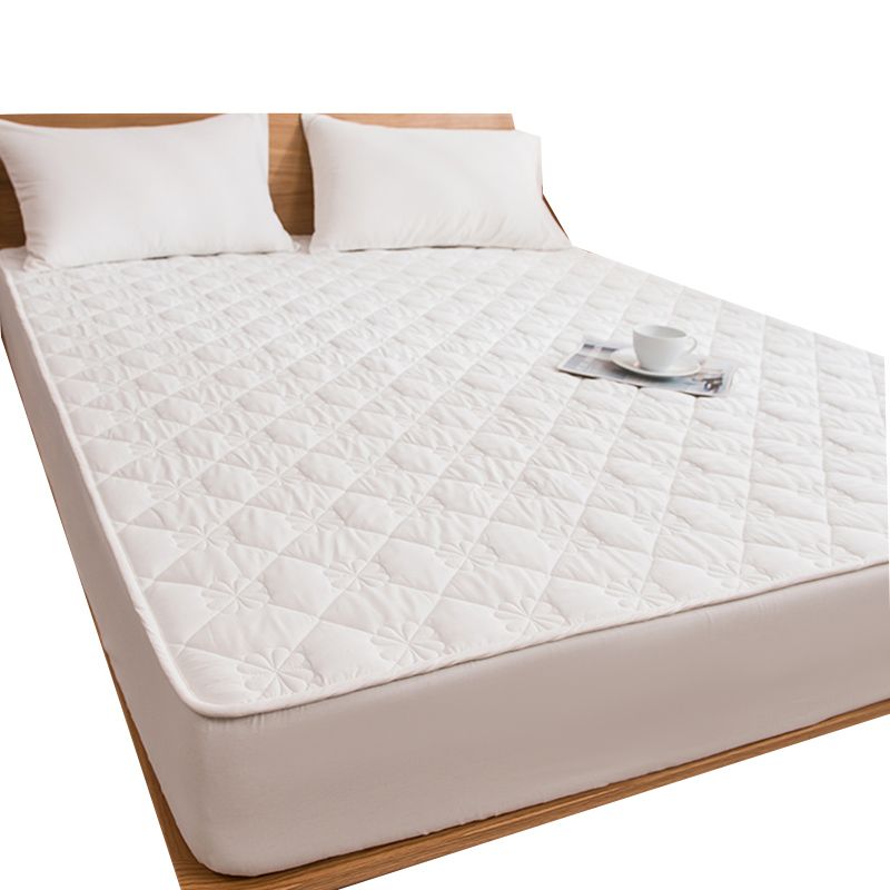 Quilted Fitted Sheet Solid Polyester Fade Resistant Non-Pilling White Fitted Sheet