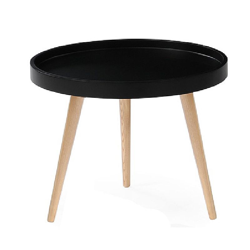 Modern Round Wooden Cocktail Table 3 Legs Tray Top Coffee Table