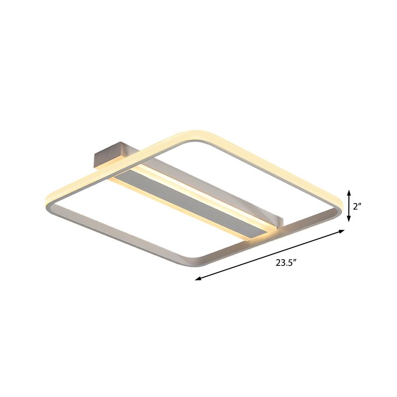 16 "/19.5" /23.5 " Breed Vierkant Flushmount Warm/Wit Licht Minimalistisch Metaal Led Flush Plafond Licht met lineaire Canopy