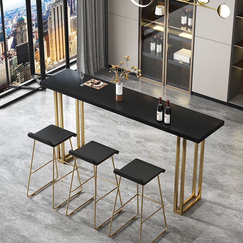 Glam Bar-height Table Solid Wood Top Pub Table for Living Room