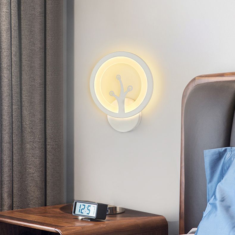 White Simplicity Acrylic LED Wall Lamp Contemporary Style Living Room Hallway Sconce Light