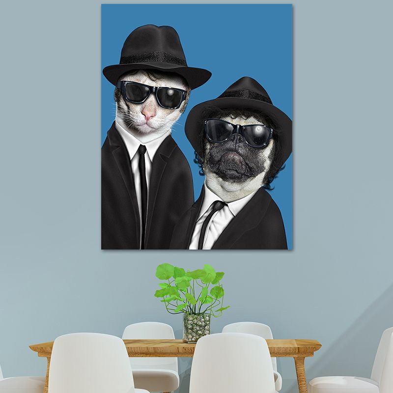 Art sur toile Funky Dog Boy pour chambre d'adolescent, décoration murale imprimée en couleur foncée, texturée