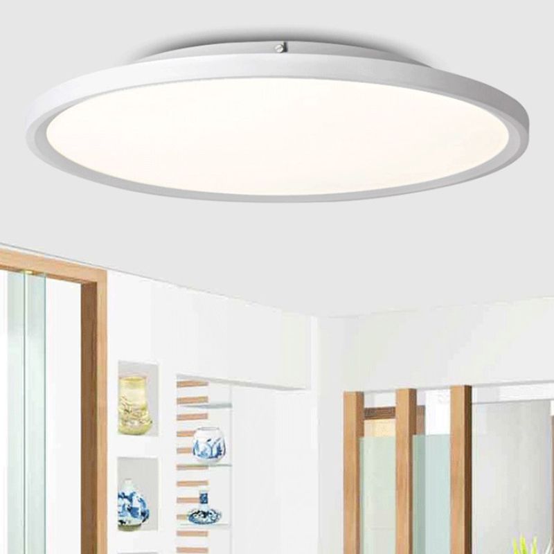 Modernistische LED Flush Mount Lighting met Metal Shade White/Black Ring Close to Ceiling Lamp Fixture met Acrylic Diffuser in Wit/Warm Licht, 16 "/19.5" Dia
