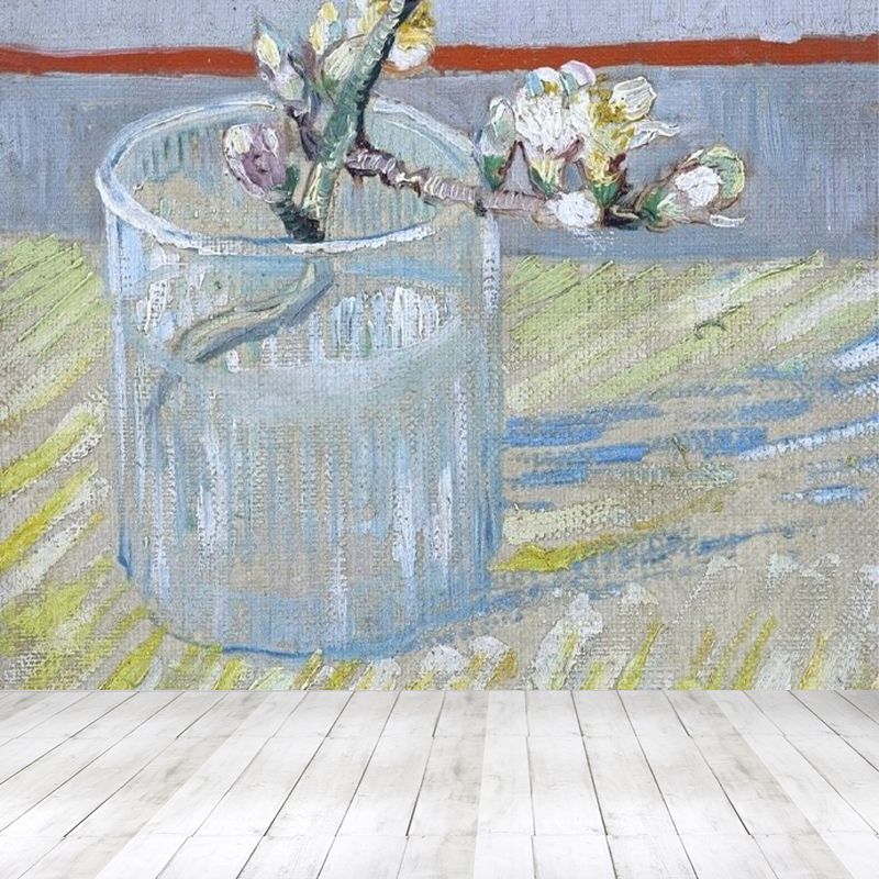 Modern Flower Branch Mural Wallpaper Soft Color Florentine Scenery Wall Covering