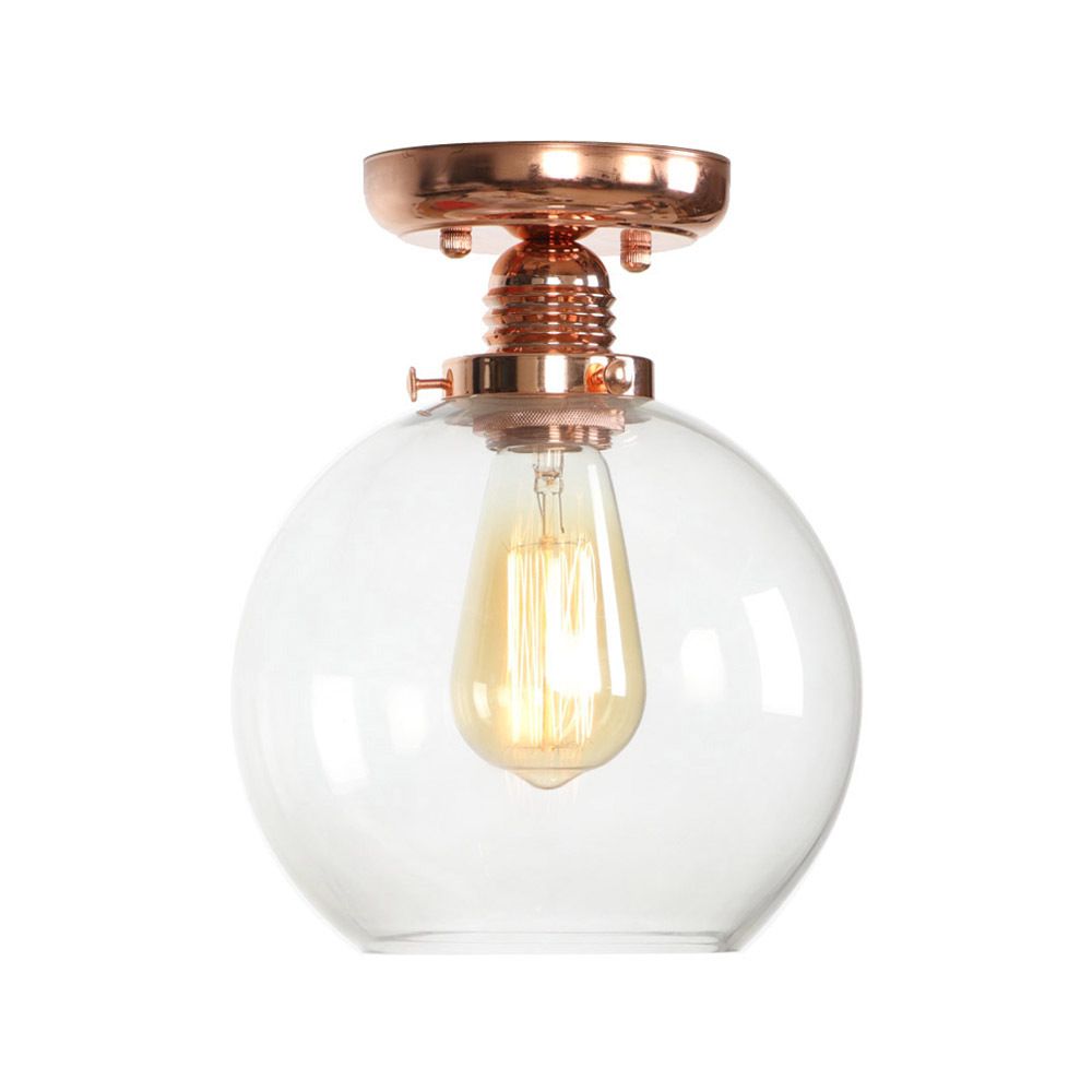 Cuivre 1 Light Ceiling Lighting Industrial Clear Glass Globe / Pear / Bowl Shade Semi Flush Light