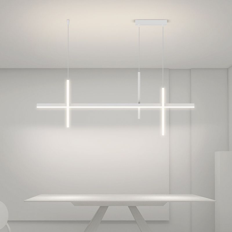 3-Light Linear Island Light Fixture Simplicity Metal Pendant Light for Dining Room