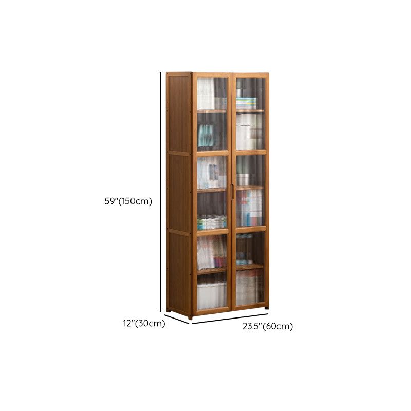 Contemporary Closed Back Bamboo Bookshelf Acrylic Bookcase with Cabinets