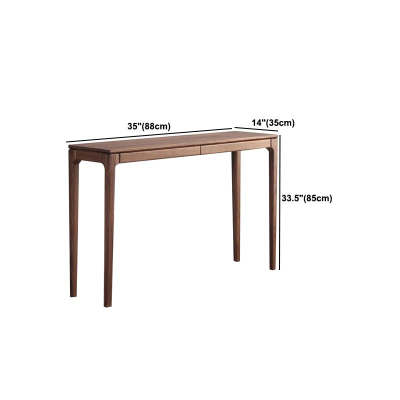 Mid-Century Modern Sofa Table 4 Legs Wood Rectangle Storage Walnut Console Table