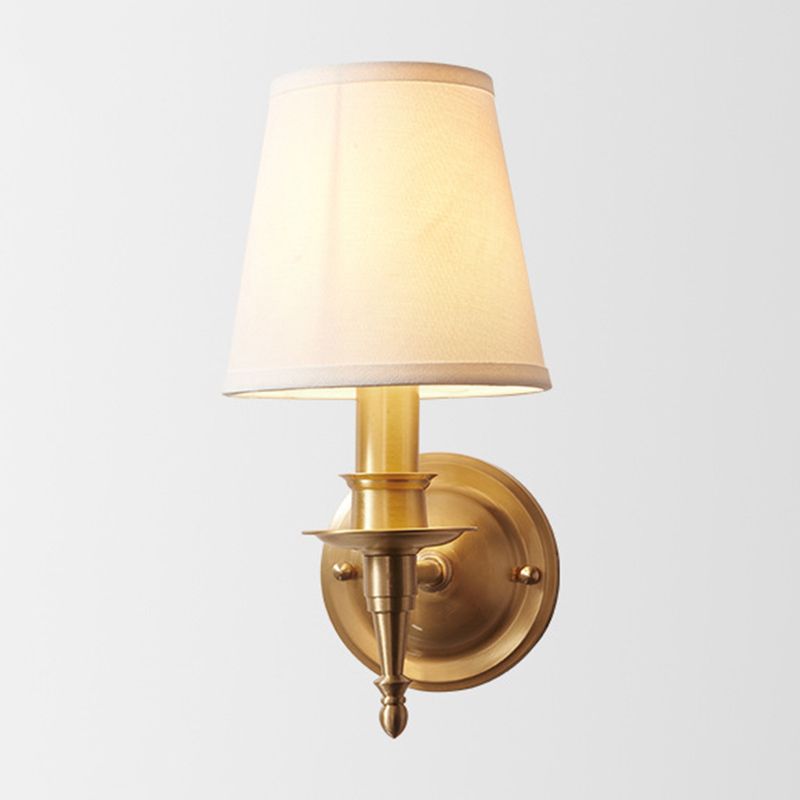 Cone Wall Lighting Modern Fabric Wall Light Fixtures in Gold