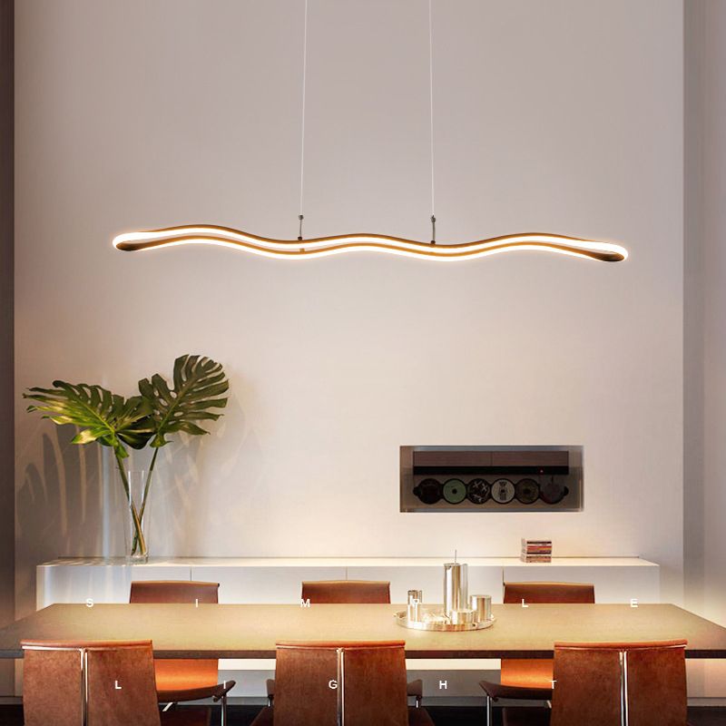 Curved Island Ceiling Light Minimalist Style LED Metal Pendant Lighting Fixture for Dinning Room