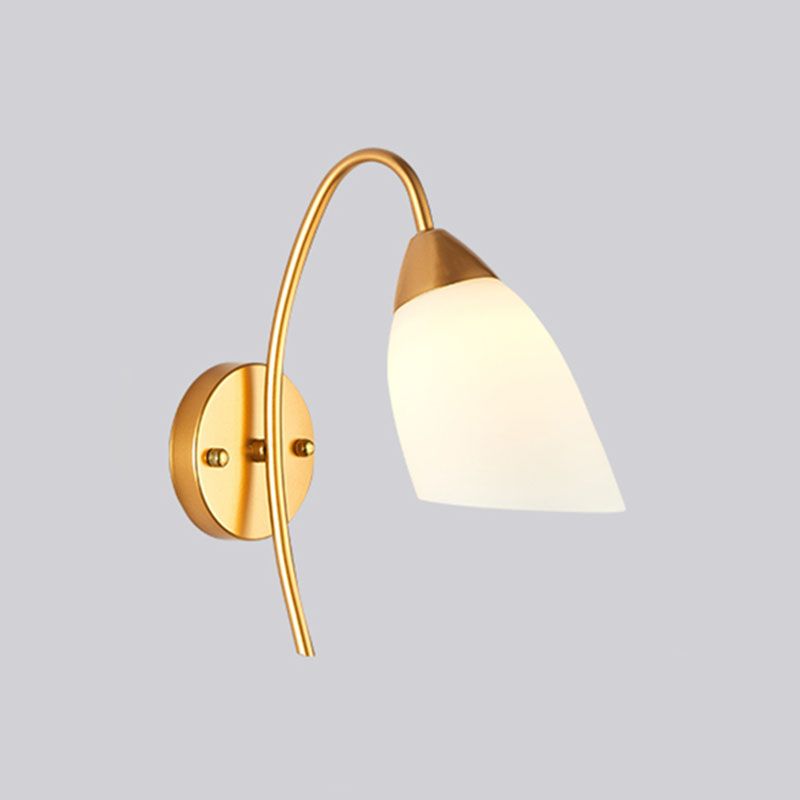 Luce di vetro contemporanea a parete da parete ombreggiata oro per camera da letto