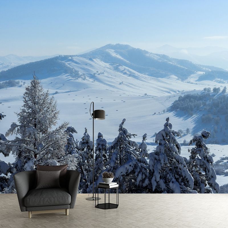 Snow Mountain Wall Mural Wallpaper Modern Style Mildew Resistant for Decoration