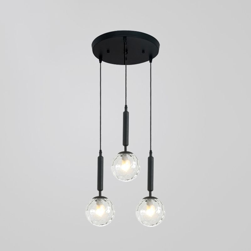 3 Lights Spherical Multi Light Pendant Creative Modern Glass Pendant for Clothing Store