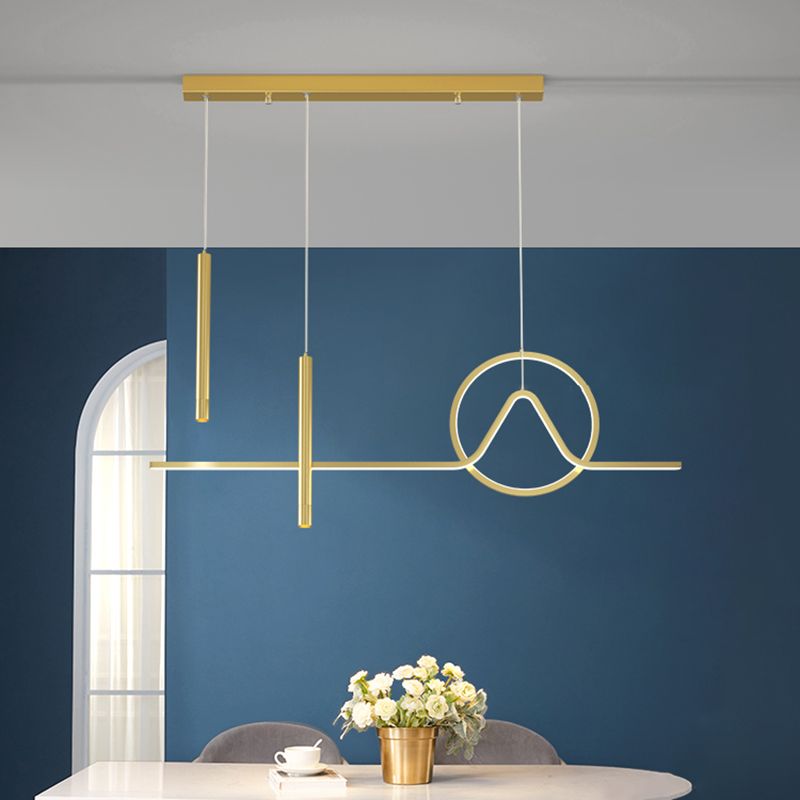 Lampada dell'isola lineare moderna lampadario metallico 4 illuminazione isola della luce in oro