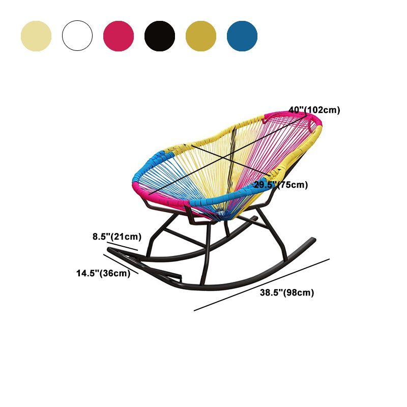 Contemporary Rocking Chair Woven Rope Rattan Rocking Chair in Living Room