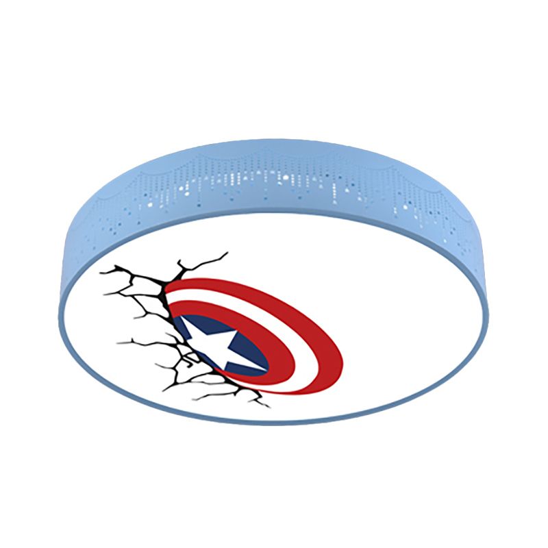 Enfants chambre à coucher bleu rond plafonnier Cartoon acrylique encastré plafonnier