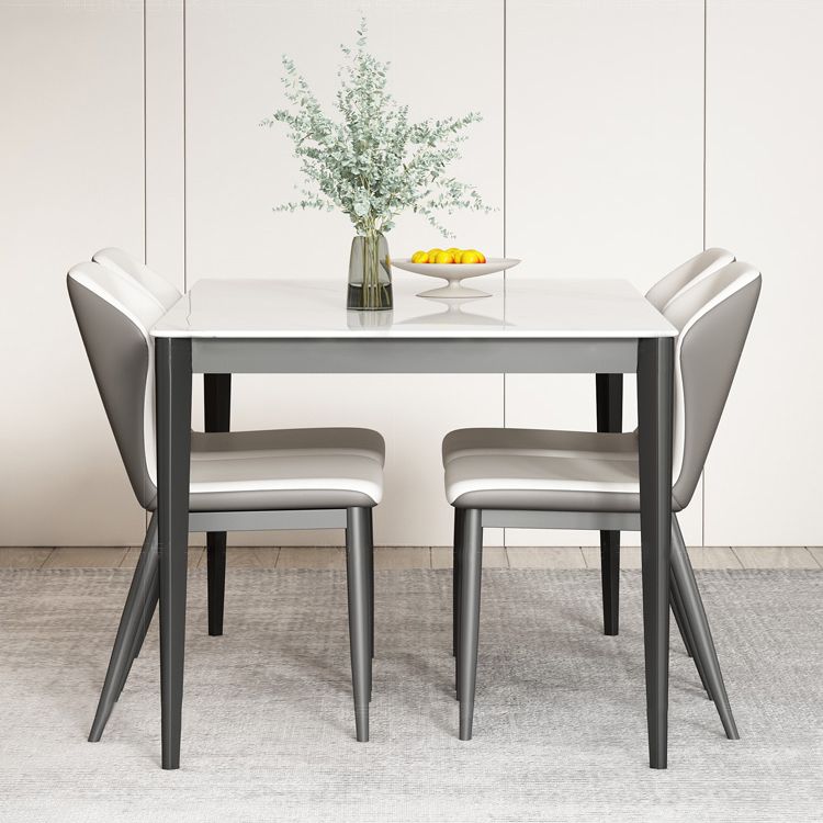 Sintered Stone Top Rectangle Table for Restaurant Modern Dining Table with Metal 4 Legs