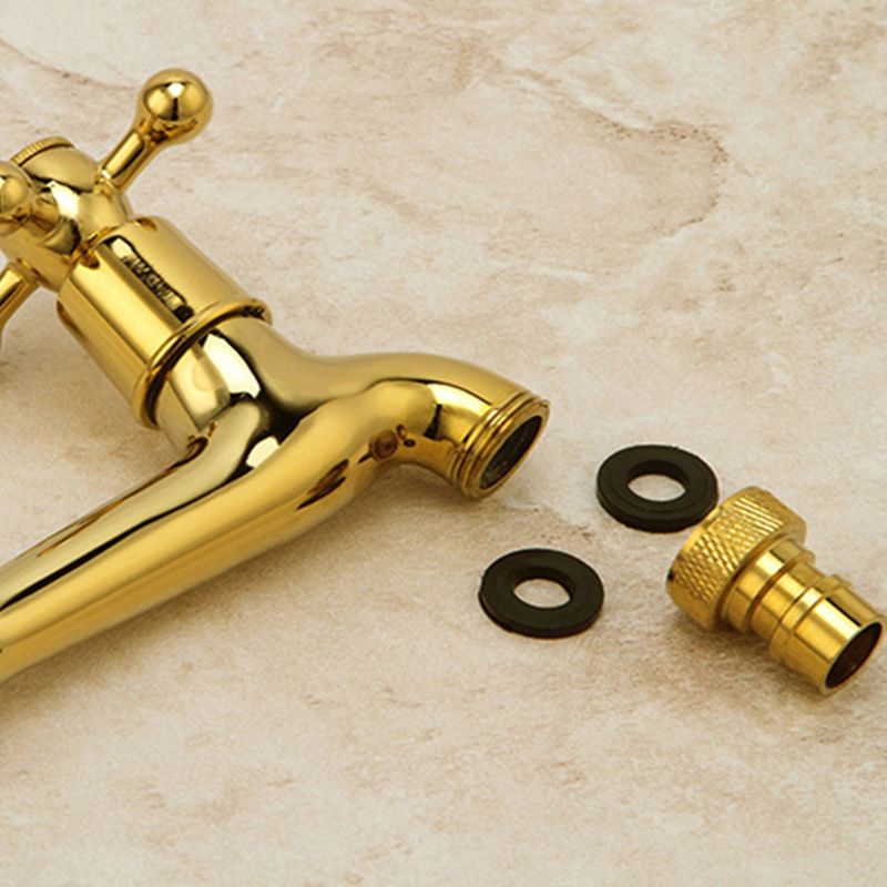 Glam Wall Mounted Bathroom Faucet Cross Handle Low Arc Circular Vessel Faucet
