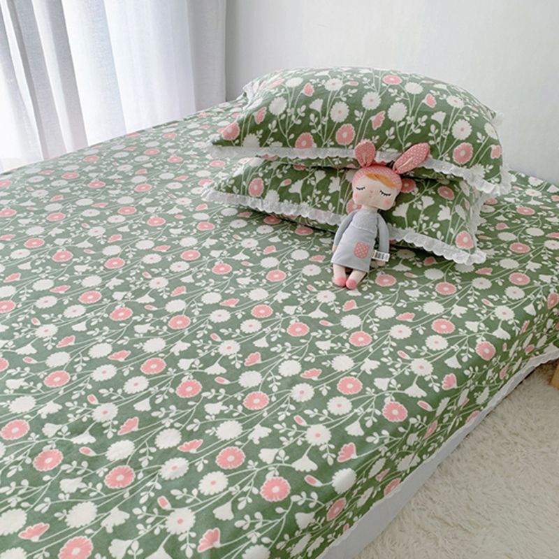 Sheet Sets Flannel Floral Printed Breathable Super Soft Wrinkle Resistant Bed Sheet Set