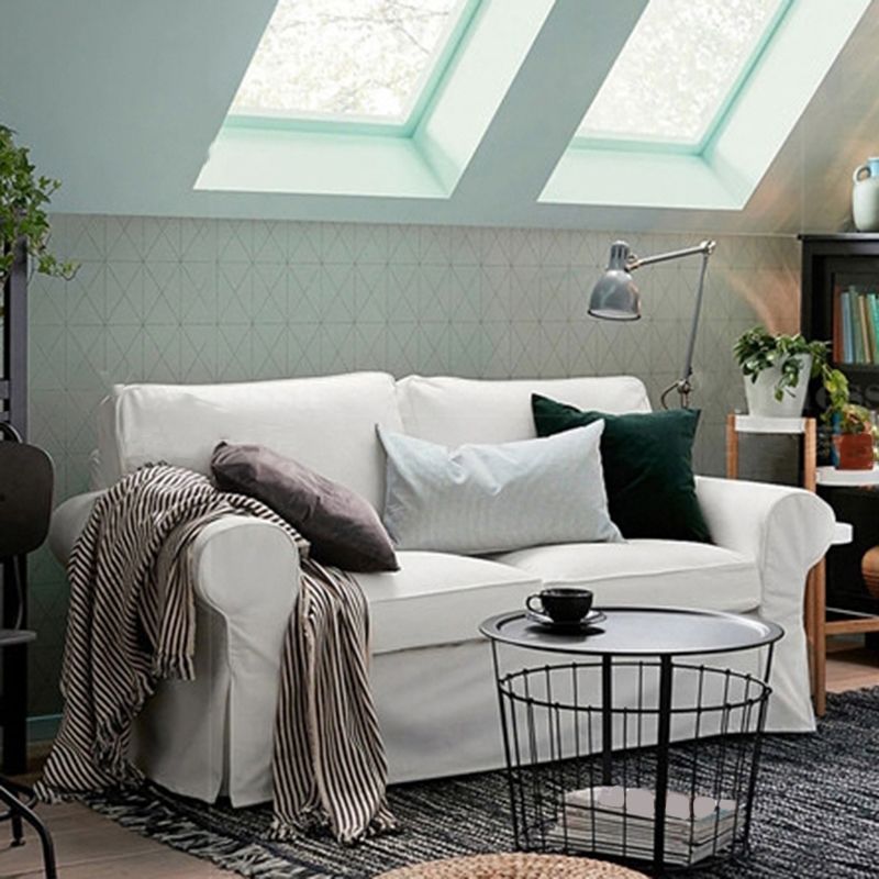 Contemporary White Cushions Standard Rolled Arm 2-seater Sofa