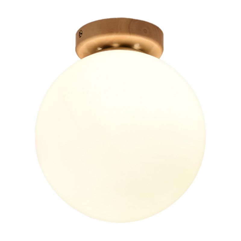 Plafonnier Globe contemporain à 1 tête en verre dépoli, blanc, pour salle de bain