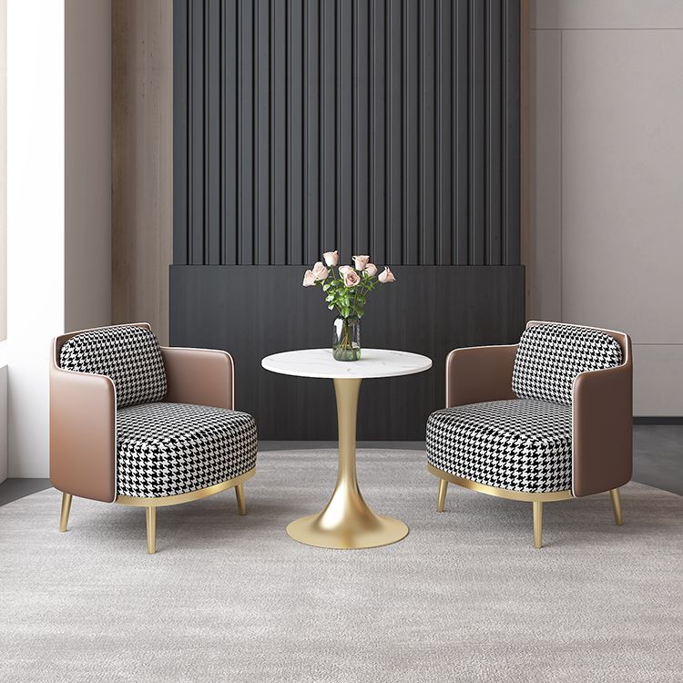 Luxury Sintered Stone Top Dining Table Round Table with Gold Metal Pedestal