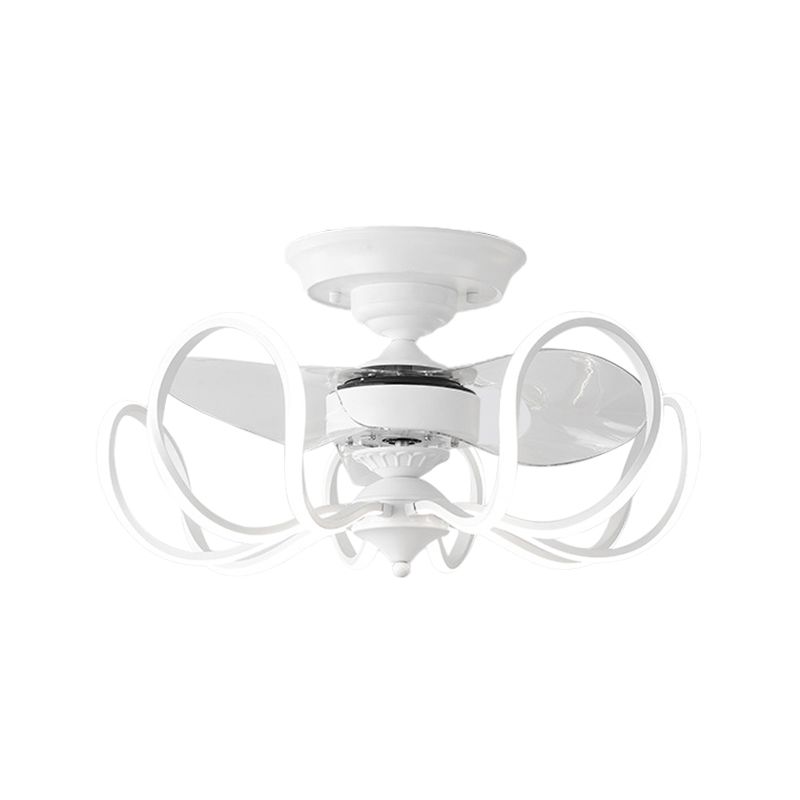 Luz de ventilador colgante metálico enjaulado Contemporáneo de 25.5 "de ancho LED de ancho, 2 cuchillas