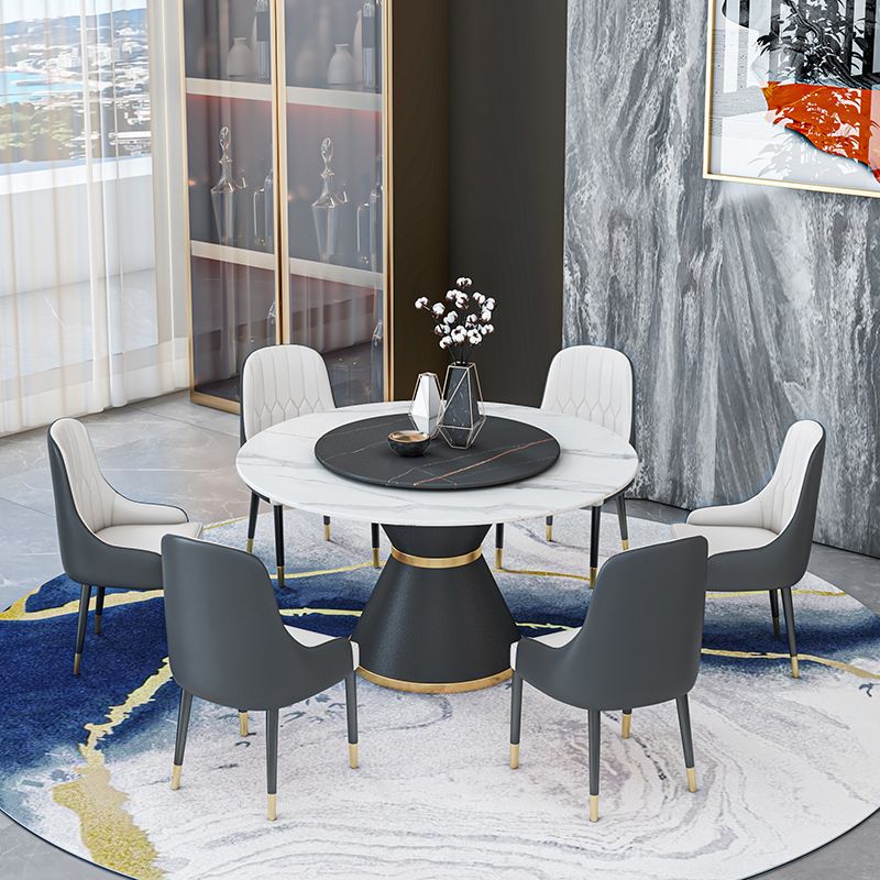 1/2/7/9 Pcs Metal Modern Dining Room Set with Round Table and Pedestal Base Dining Set