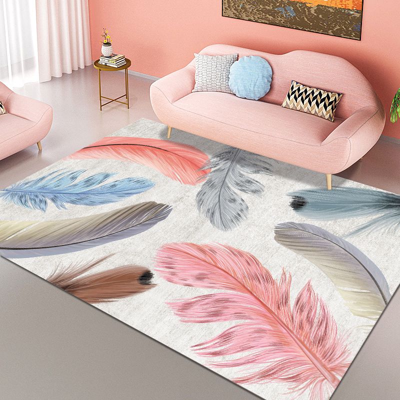 Orange Nordic Carpet Polyester Feather Carpet Washable Carpet for Living Room
