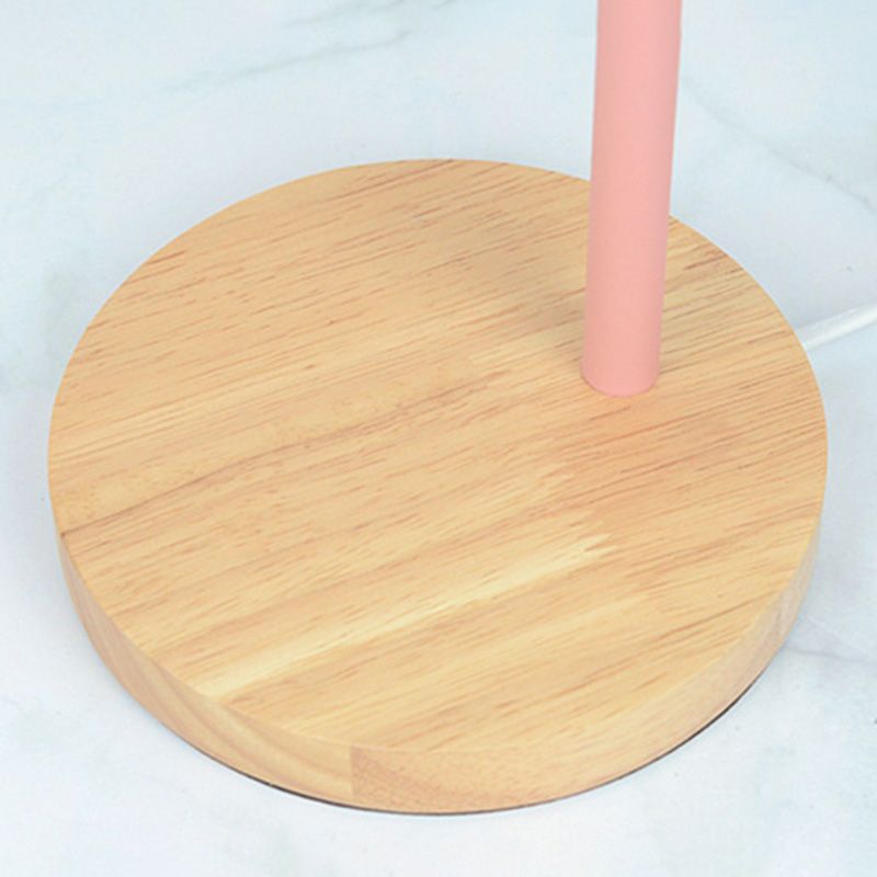 Dome Shade Nordic Style Table Lampe 18 "Hauteur de lite de lecture de chevet avec base ronde en bois