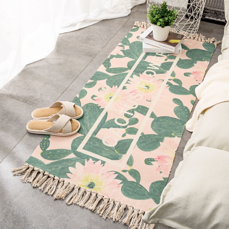 Tapis rétro multi-couleurs relaxant Machine de tapis à motifs de coton Machine intérieure lavable avec gland pour décor