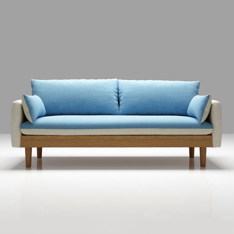 Contemporary 29.9" H Cotton Blend Square Arm Sofa for Apartment