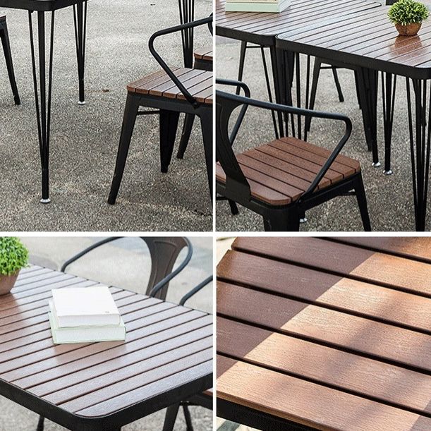 Modern Style 1/5/7 Pieces Metal Rectangle Dining Set Reclaimed Wood Dining Table Set