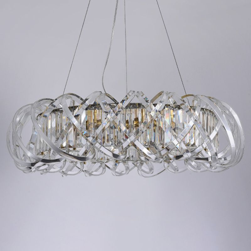 Postmodern Simplicity Geometric Hanging Chandelier Stainless Steel Suspension Lighting for Living Room