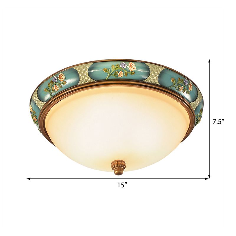 3 Luci Flushmonte Lighting Piatto Tradizionale A Forma Di Vetro Soffiato in bronzo per Corridore, 15 "/19" Wide