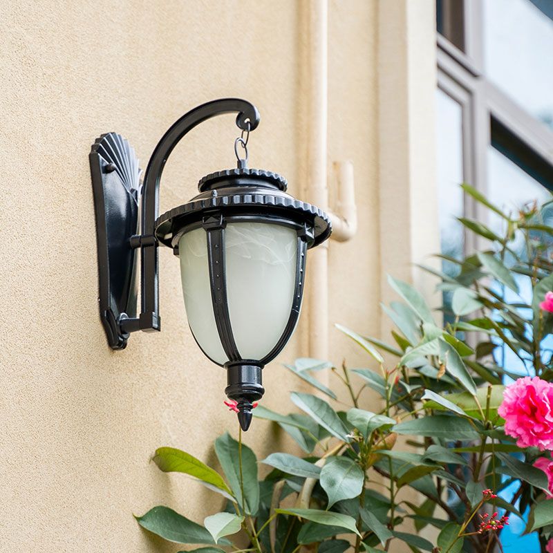 Traditional Bell Wall Mount Light Single Opal Glass Wall Light Fixture for Outdoor
