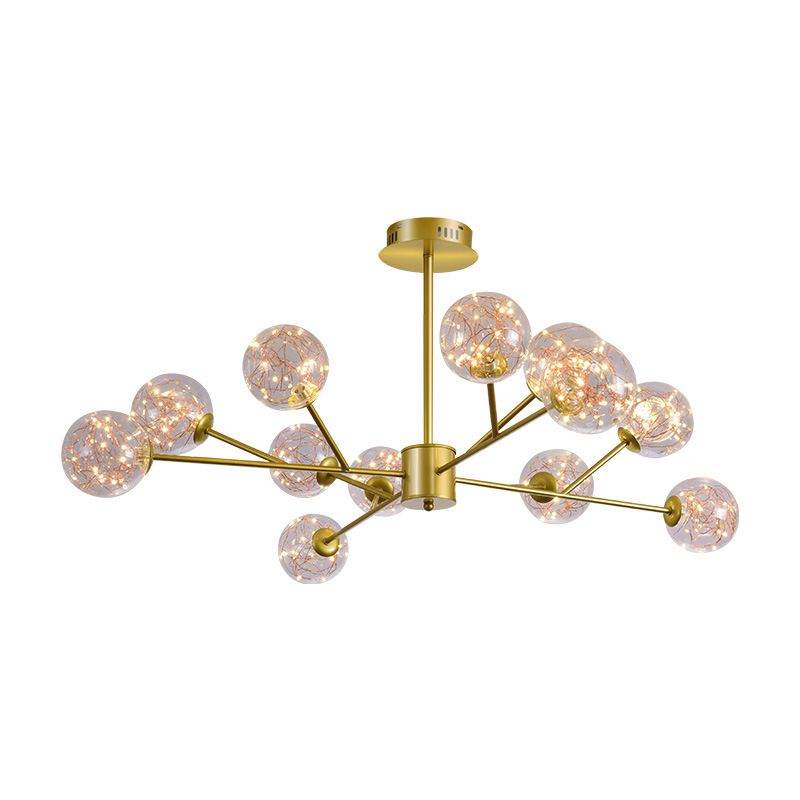 Contemporary Sphere Chandelier Lights Glass Pendant Light in Gold